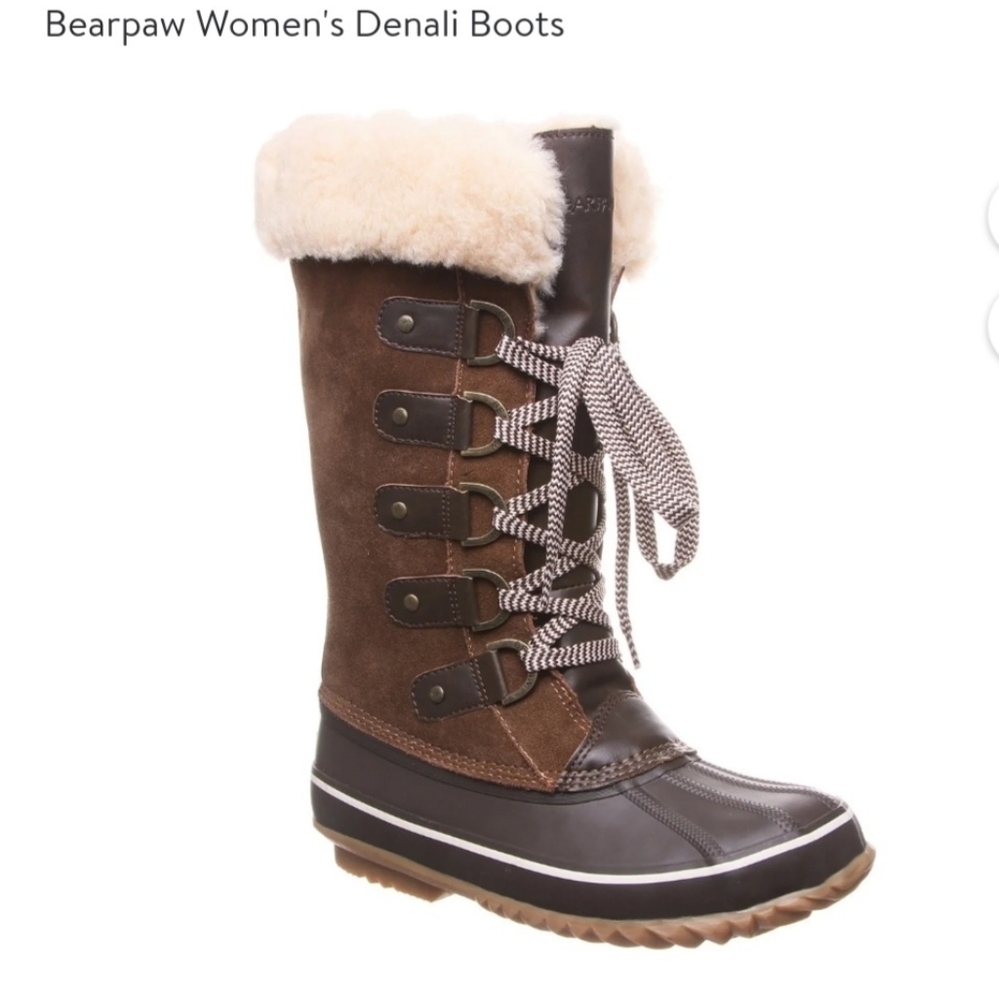 Bearpaw Denali Winter Tall Duck Brown Boots Waterproof Women's Size 7